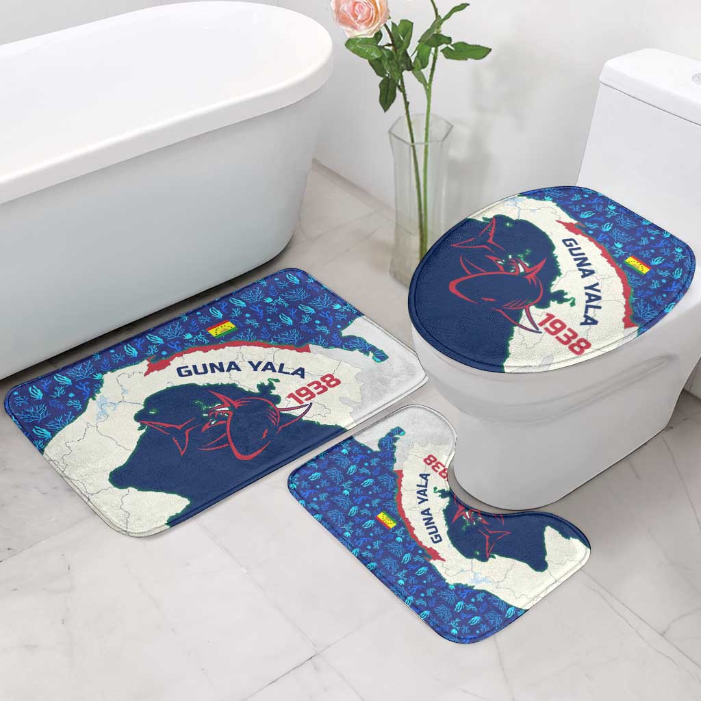 Indigenous Regions of Panama Guna Yala Bathroom Set with Regional Map Lobster Graphic and Coral Pattern 1938 - Wonder Print Shop