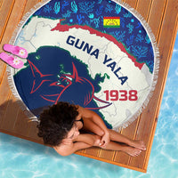 Indigenous Regions of Panama Guna Yala Beach Blanket with Regional Map Lobster Graphic and Coral Pattern 1938 - Wonder Print Shop