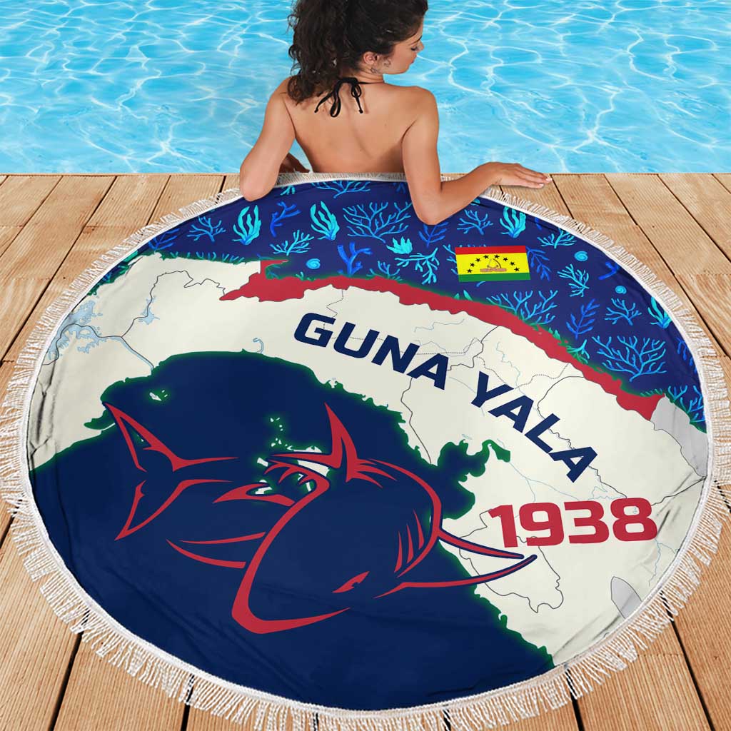 Indigenous Regions of Panama Guna Yala Beach Blanket with Regional Map Lobster Graphic and Coral Pattern 1938 - Wonder Print Shop