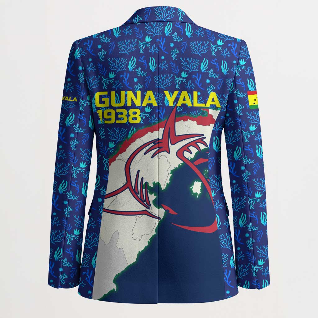 Indigenous Regions of Panama Guna Yala Blazer with Regional Map Lobster Graphic and Coral Pattern 1938 - Wonder Print Shop