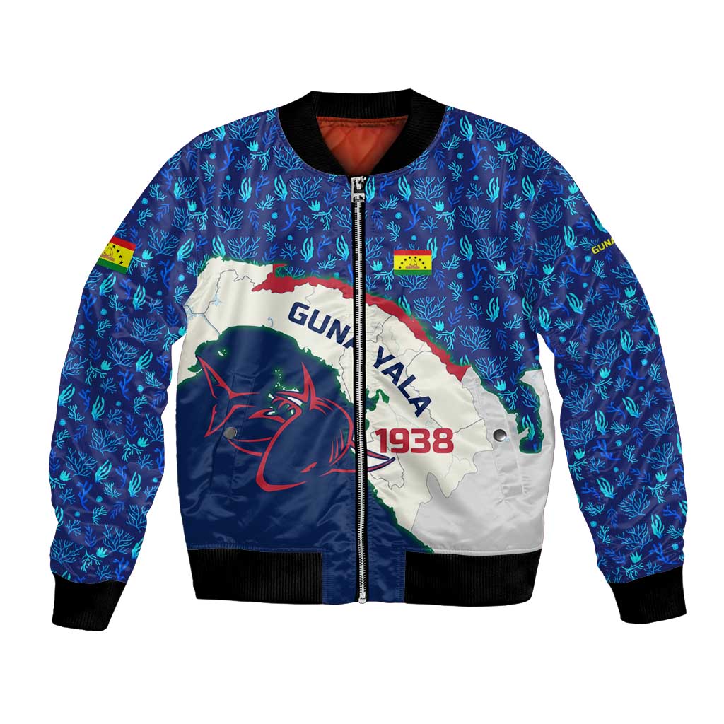 Indigenous Regions of Panama Guna Yala Bomber Jacket with Regional Map Lobster Graphic and Coral Pattern 1938 - Wonder Print Shop