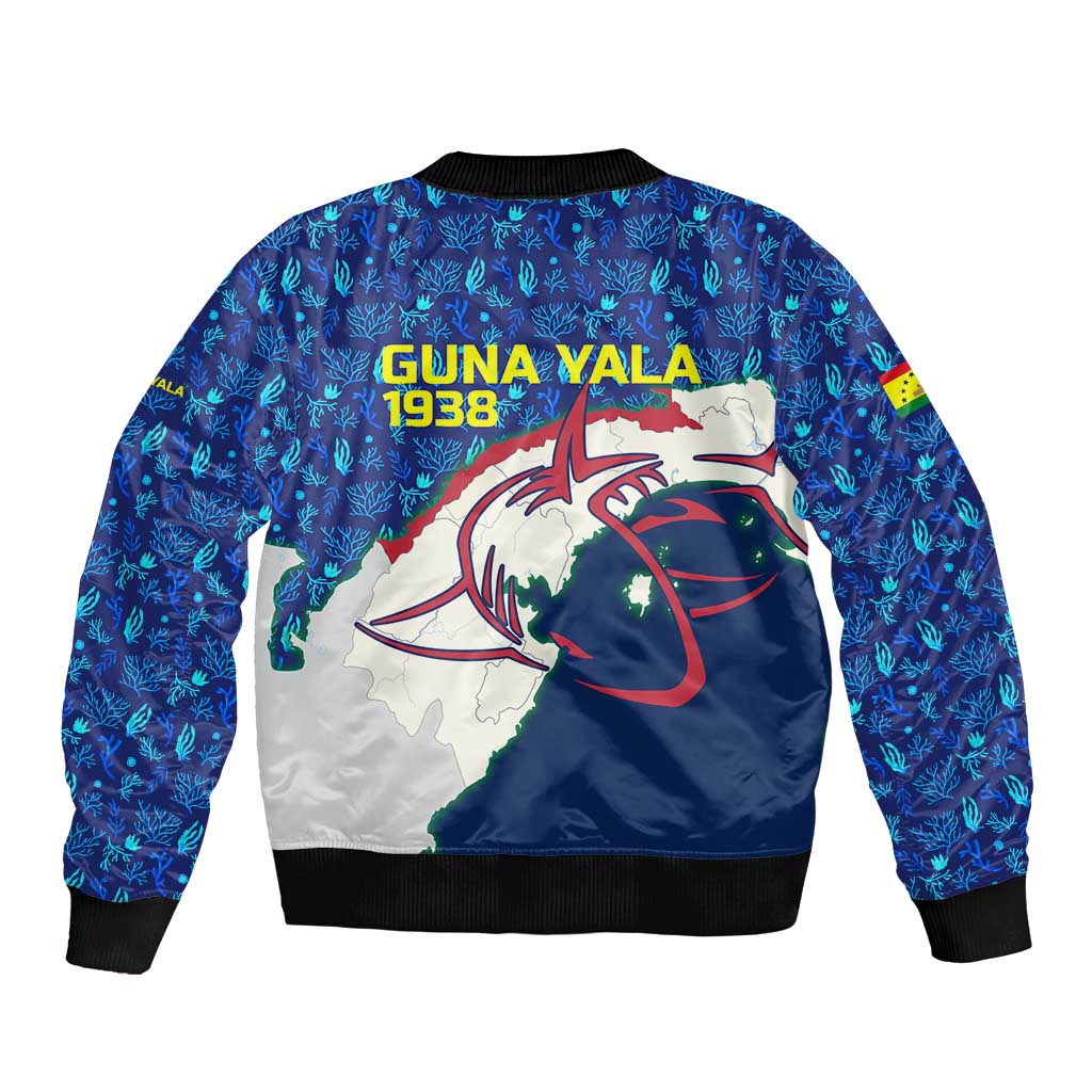 Indigenous Regions of Panama Guna Yala Bomber Jacket with Regional Map Lobster Graphic and Coral Pattern 1938 - Wonder Print Shop