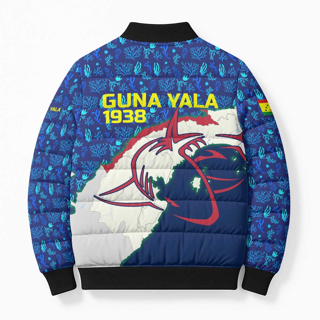 Indigenous Regions of Panama Guna Yala Bomber Puffer Jacket with Regional Map Lobster Graphic and Coral Pattern 1938 - Wonder Print Shop