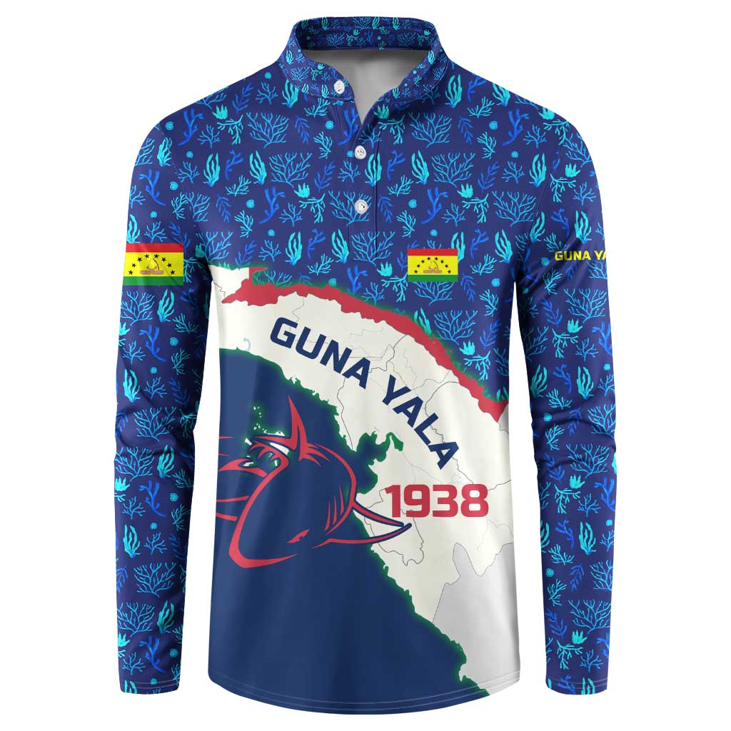 Indigenous Regions of Panama Guna Yala Button Sweatshirt with Regional Map Lobster Graphic and Coral Pattern 1938 - Wonder Print Shop