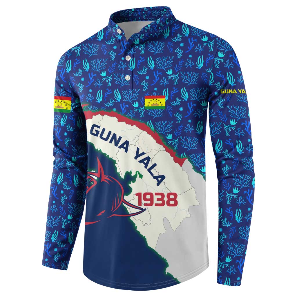 Indigenous Regions of Panama Guna Yala Button Sweatshirt with Regional Map Lobster Graphic and Coral Pattern 1938 - Wonder Print Shop