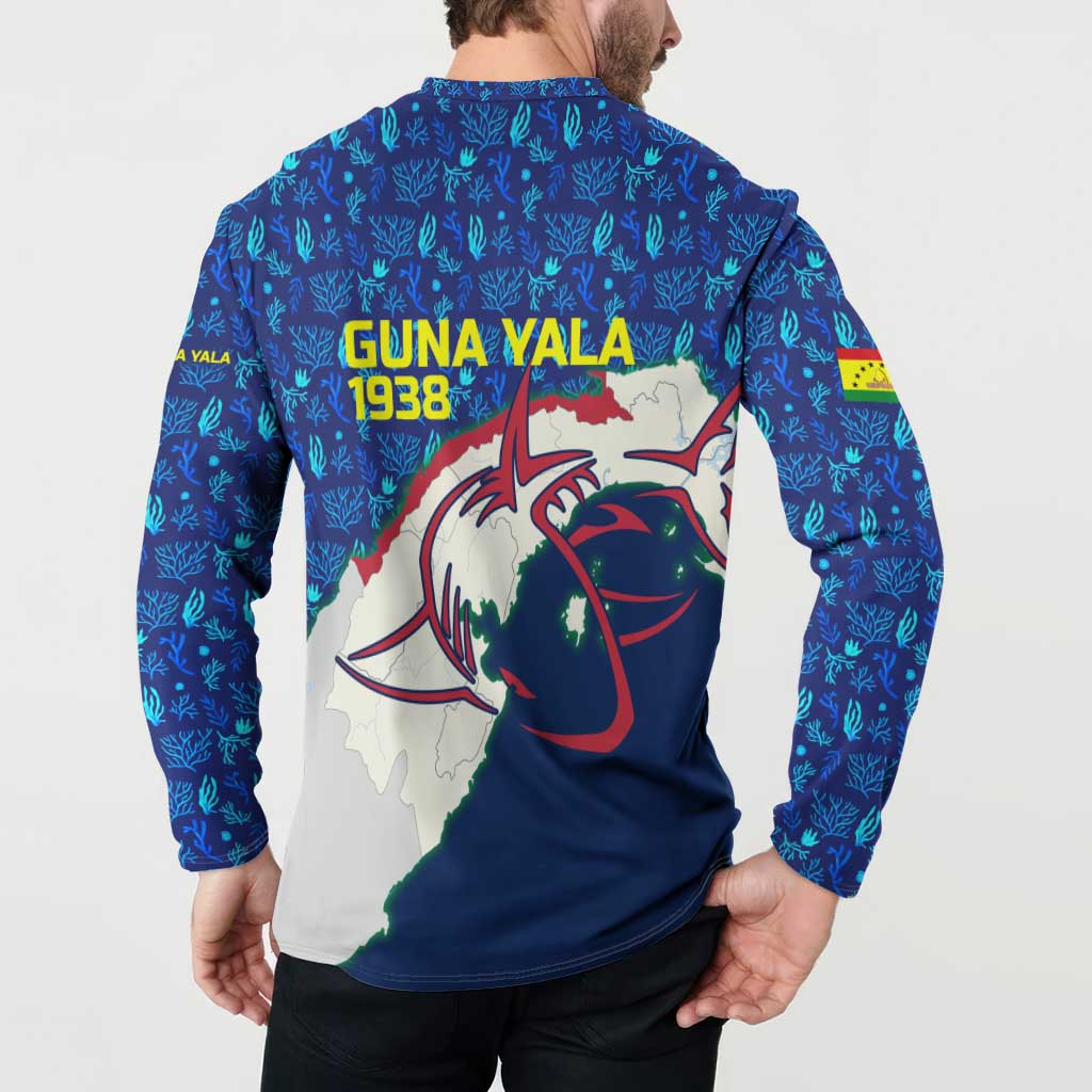 Indigenous Regions of Panama Guna Yala Button Sweatshirt with Regional Map Lobster Graphic and Coral Pattern 1938 - Wonder Print Shop