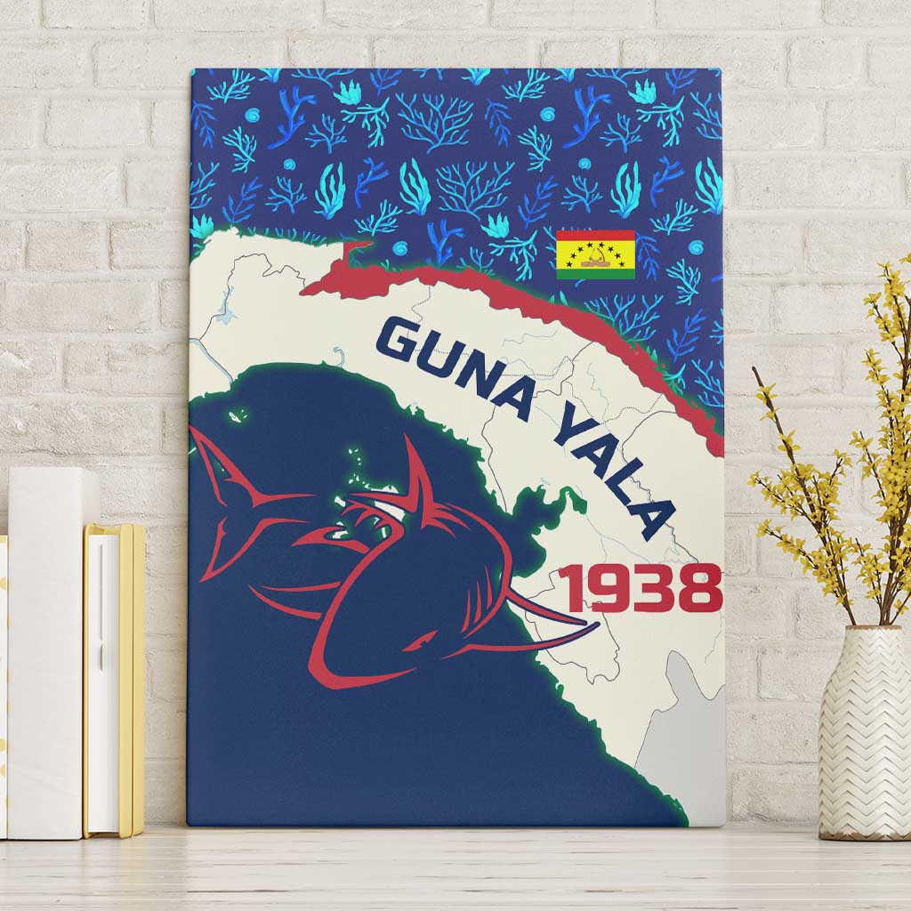 Indigenous Regions of Panama Guna Yala Canvas Wall Art with Regional Map Lobster Graphic and Coral Pattern 1938 - Wonder Print Shop