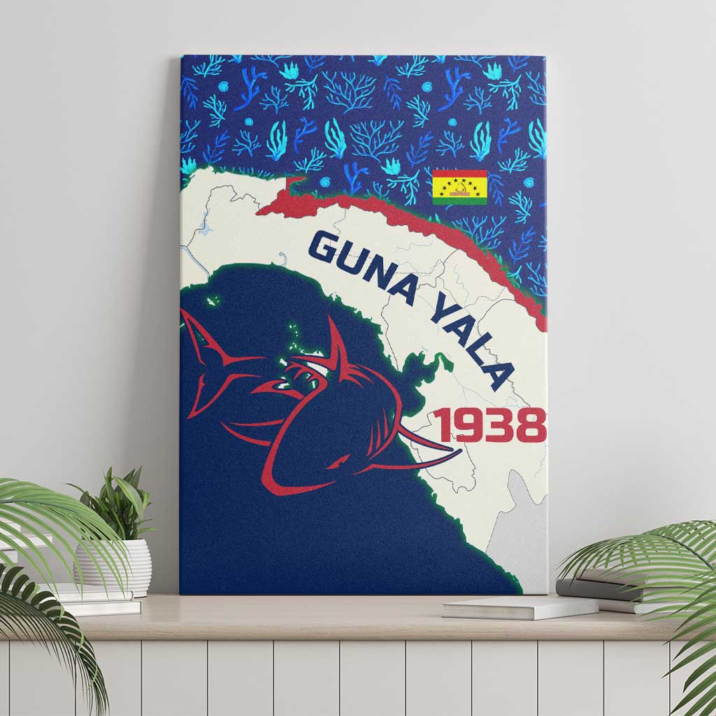 Indigenous Regions of Panama Guna Yala Canvas Wall Art with Regional Map Lobster Graphic and Coral Pattern 1938 - Wonder Print Shop