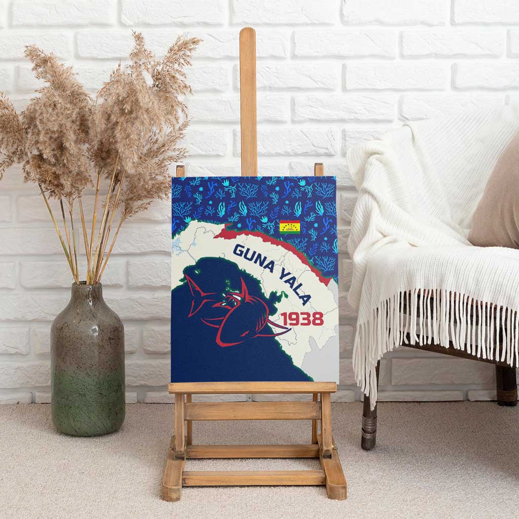 Indigenous Regions of Panama Guna Yala Canvas Wall Art with Regional Map Lobster Graphic and Coral Pattern 1938 - Wonder Print Shop