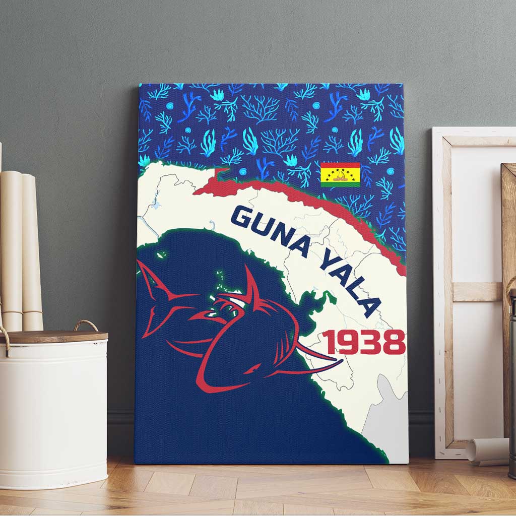 Indigenous Regions of Panama Guna Yala Canvas Wall Art with Regional Map Lobster Graphic and Coral Pattern 1938 - Wonder Print Shop