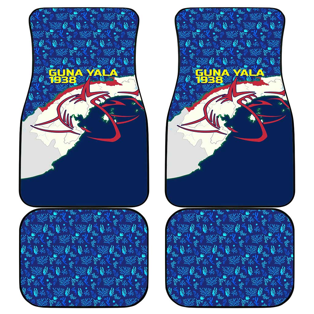 Indigenous Regions of Panama Guna Yala Car Mats with Regional Map Lobster Graphic and Coral Pattern 1938 - Wonder Print Shop