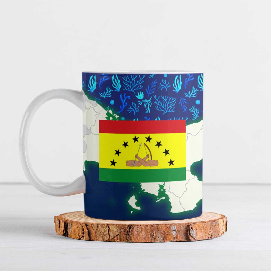 Indigenous Regions of Panama Guna Yala Ceramic Mug with Regional Map Lobster Graphic and Coral Pattern 1938 - Wonder Print Shop