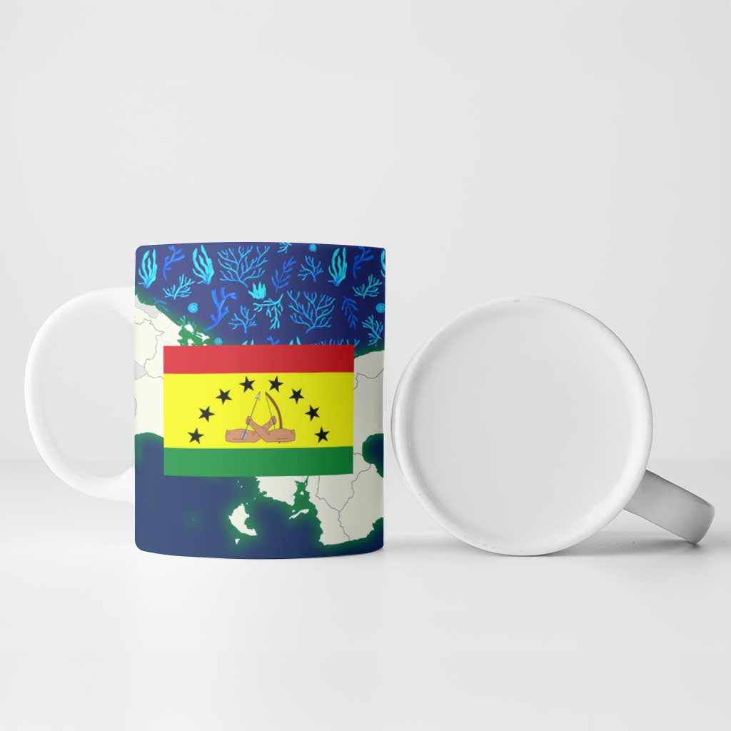 Indigenous Regions of Panama Guna Yala Ceramic Mug with Regional Map Lobster Graphic and Coral Pattern 1938 - Wonder Print Shop