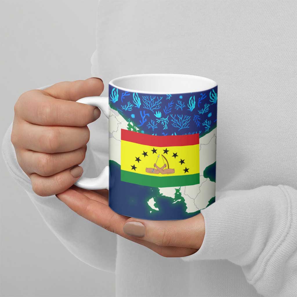 Indigenous Regions of Panama Guna Yala Ceramic Mug with Regional Map Lobster Graphic and Coral Pattern 1938 - Wonder Print Shop