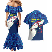 Indigenous Regions of Panama Guna Yala Couples Matching Mermaid Dress and Hawaiian Shirt with Regional Map Lobster Graphic and Coral Pattern 1938 - Wonder Print Shop