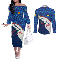 Indigenous Regions of Panama Guna Yala Couples Matching Off The Shoulder Long Sleeve Dress and Long Sleeve Button Shirt with Regional Map Lobster Graphic and Coral Pattern 1938 - Wonder Print Shop