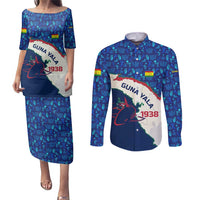 Indigenous Regions of Panama Guna Yala Couples Matching Puletasi and Long Sleeve Button Shirt with Regional Map Lobster Graphic and Coral Pattern 1938 - Wonder Print Shop