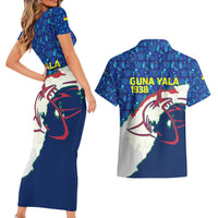 Indigenous Regions of Panama Guna Yala Couples Matching Short Sleeve Bodycon Dress and Hawaiian Shirt with Regional Map Lobster Graphic and Coral Pattern 1938 - Wonder Print Shop