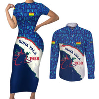 Indigenous Regions of Panama Guna Yala Couples Matching Short Sleeve Bodycon Dress and Long Sleeve Button Shirt with Regional Map Lobster Graphic and Coral Pattern 1938 - Wonder Print Shop