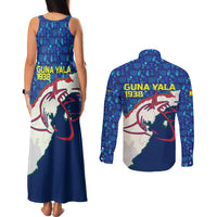 Indigenous Regions of Panama Guna Yala Couples Matching Tank Maxi Dress and Long Sleeve Button Shirt with Regional Map Lobster Graphic and Coral Pattern 1938 - Wonder Print Shop