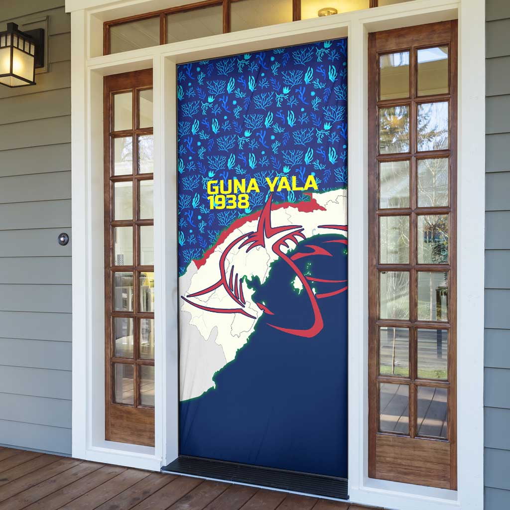 Indigenous Regions of Panama Guna Yala Door Cover with Regional Map Lobster Graphic and Coral Pattern 1938 - Wonder Print Shop