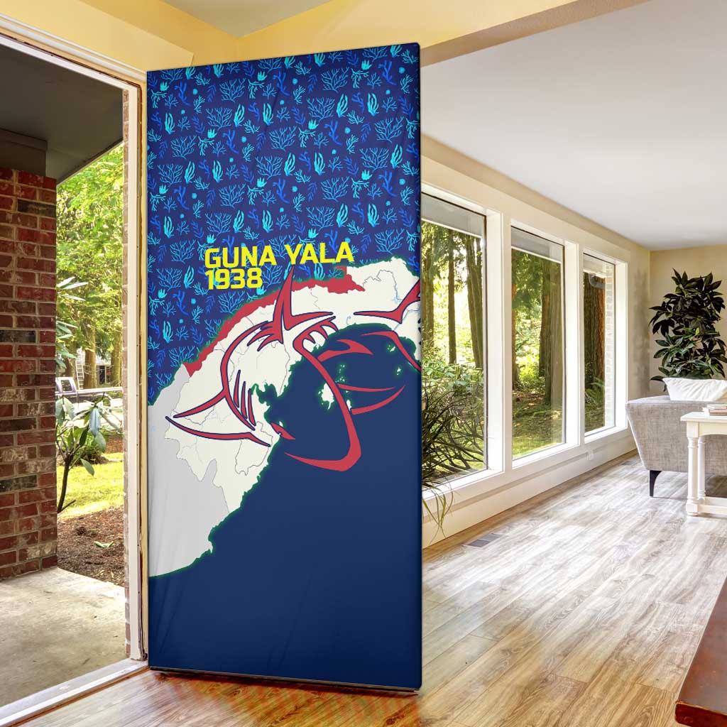 Indigenous Regions of Panama Guna Yala Door Cover with Regional Map Lobster Graphic and Coral Pattern 1938 - Wonder Print Shop