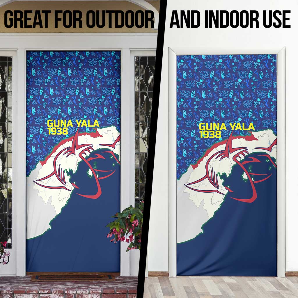 Indigenous Regions of Panama Guna Yala Door Cover with Regional Map Lobster Graphic and Coral Pattern 1938 - Wonder Print Shop