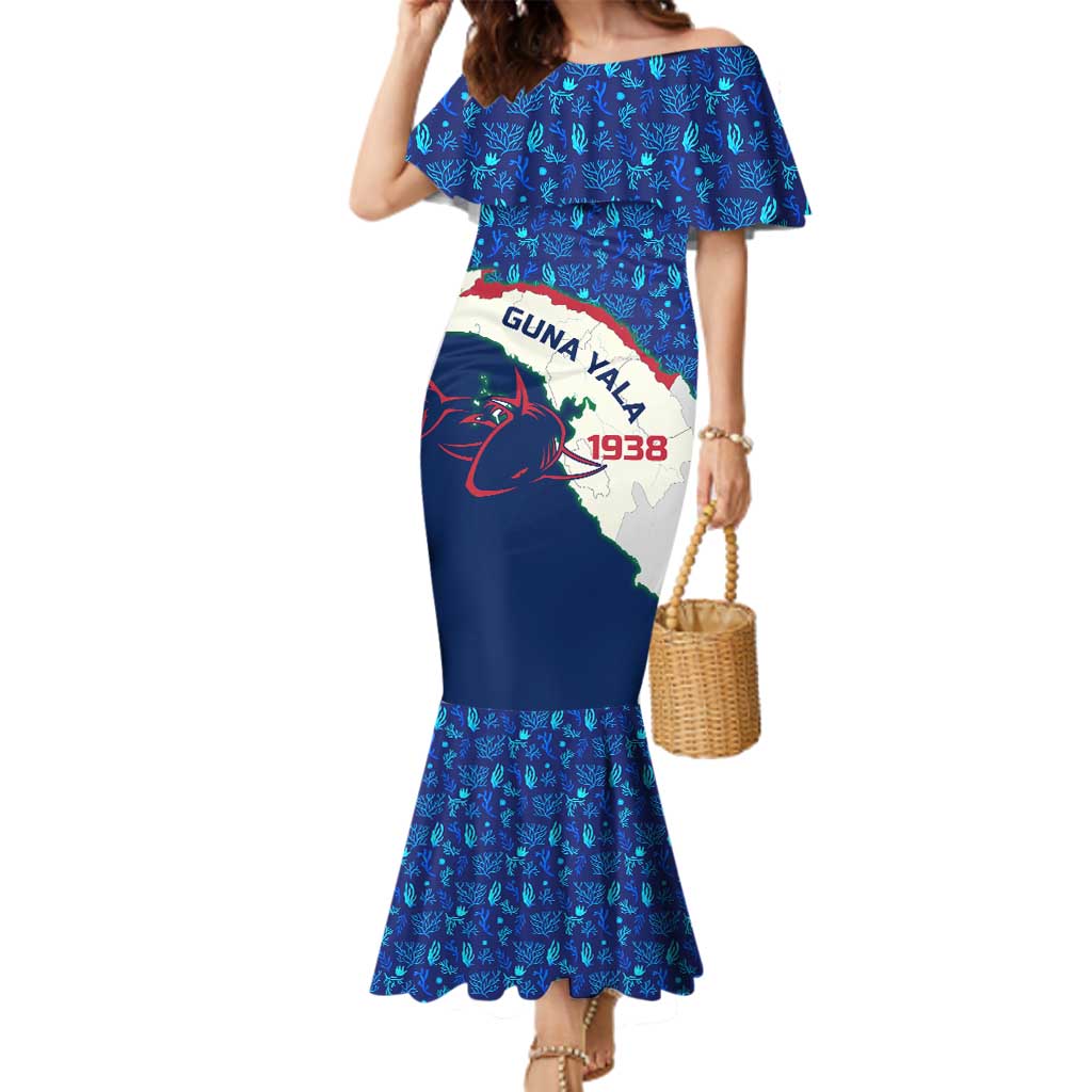 Indigenous Regions of Panama Guna Yala Family Matching Mermaid Dress and Hawaiian Shirt with Regional Map Lobster Graphic and Coral Pattern 1938 - Wonder Print Shop