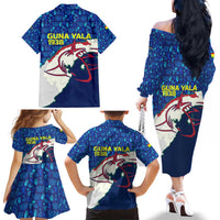 Indigenous Regions of Panama Guna Yala Family Matching Off The Shoulder Long Sleeve Dress and Hawaiian Shirt with Regional Map Lobster Graphic and Coral Pattern 1938 - Wonder Print Shop