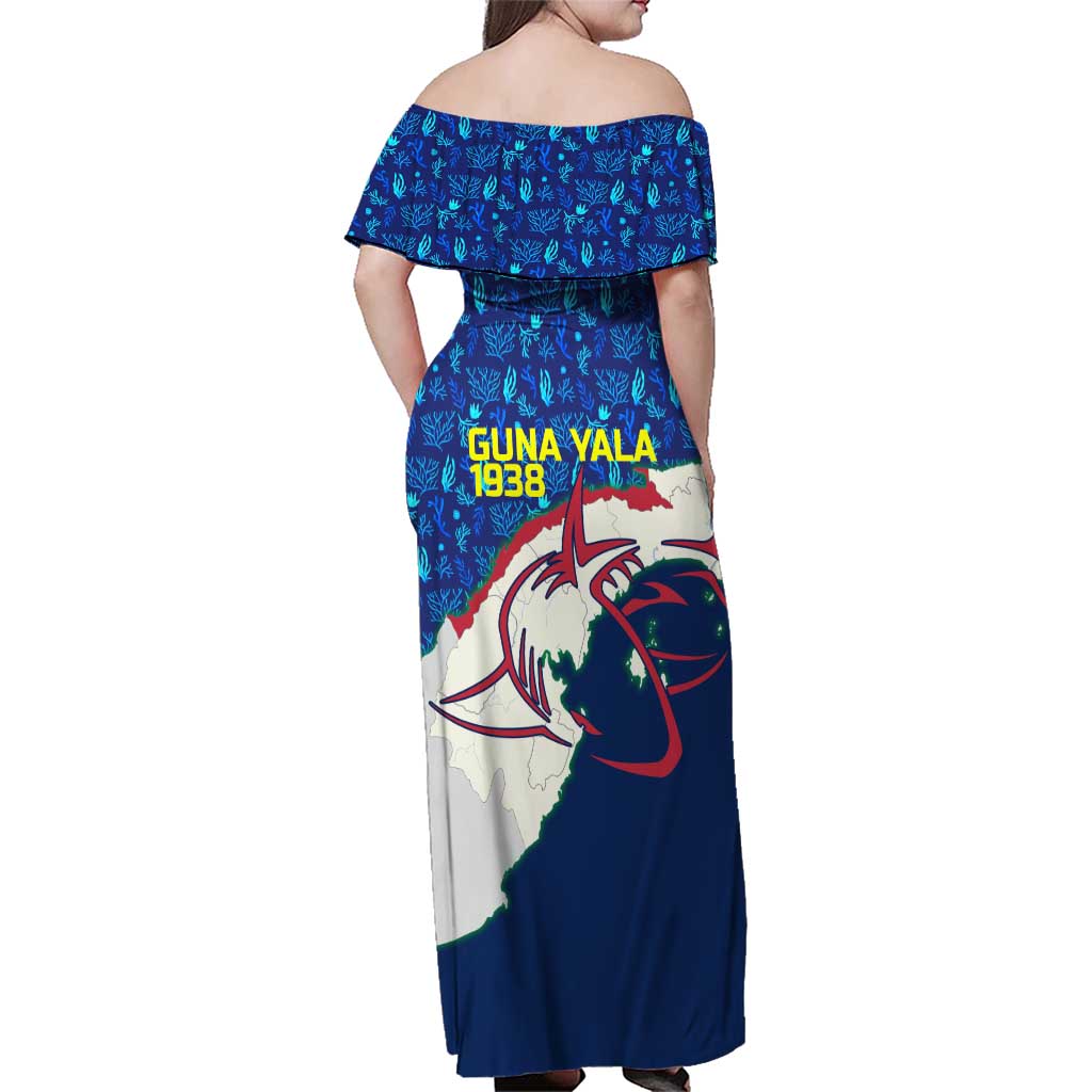 Indigenous Regions of Panama Guna Yala Family Matching Off Shoulder Maxi Dress and Hawaiian Shirt with Regional Map Lobster Graphic and Coral Pattern 1938 - Wonder Print Shop