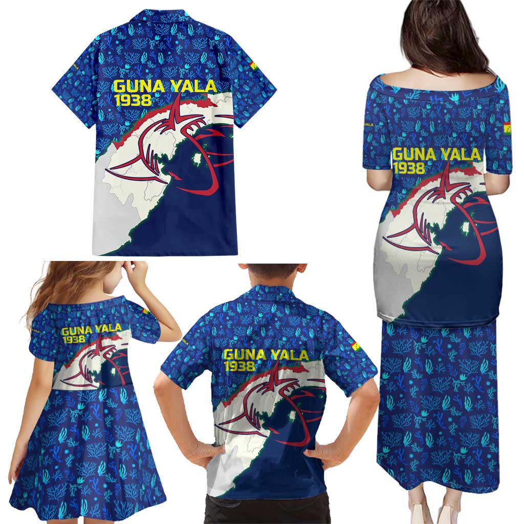 Indigenous Regions of Panama Guna Yala Family Matching Puletasi and Hawaiian Shirt with Regional Map Lobster Graphic and Coral Pattern 1938 - Wonder Print Shop