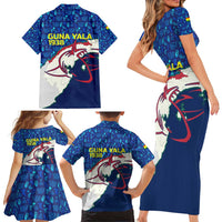 Indigenous Regions of Panama Guna Yala Family Matching Short Sleeve Bodycon Dress and Hawaiian Shirt with Regional Map Lobster Graphic and Coral Pattern 1938 - Wonder Print Shop