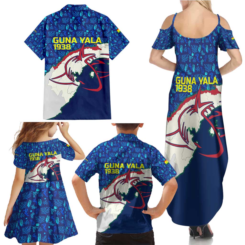 Indigenous Regions of Panama Guna Yala Family Matching Summer Maxi Dress and Hawaiian Shirt with Regional Map Lobster Graphic and Coral Pattern 1938 - Wonder Print Shop