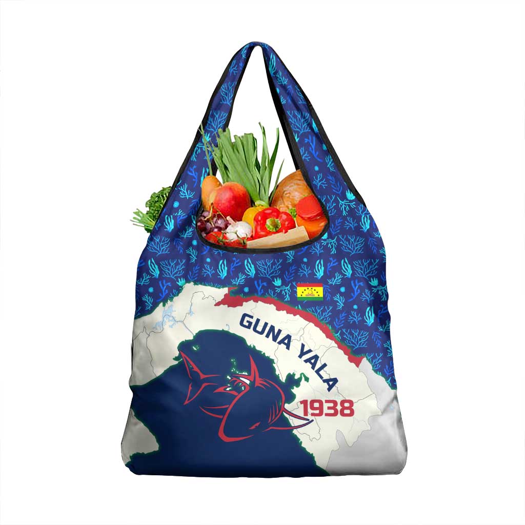 Indigenous Regions of Panama Guna Yala Grocery Bag with Regional Map Lobster Graphic and Coral Pattern 1938 - Wonder Print Shop