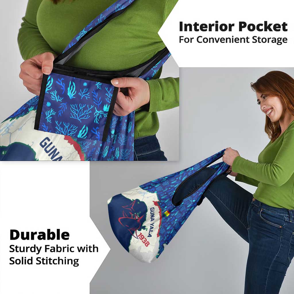 Indigenous Regions of Panama Guna Yala Grocery Bag with Regional Map Lobster Graphic and Coral Pattern 1938 - Wonder Print Shop