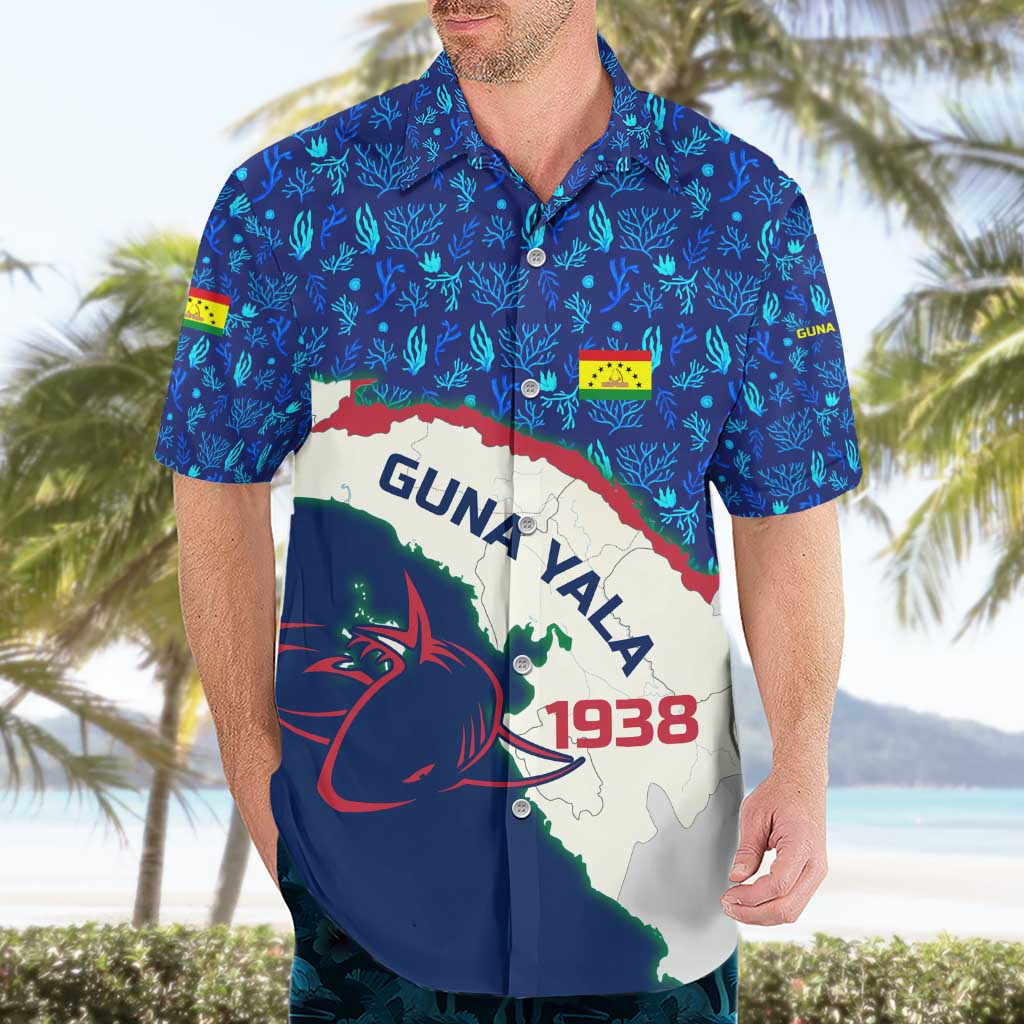 Indigenous Regions of Panama Guna Yala Hawaiian Shirt with Regional Map Lobster Graphic and Coral Pattern 1938 - Wonder Print Shop