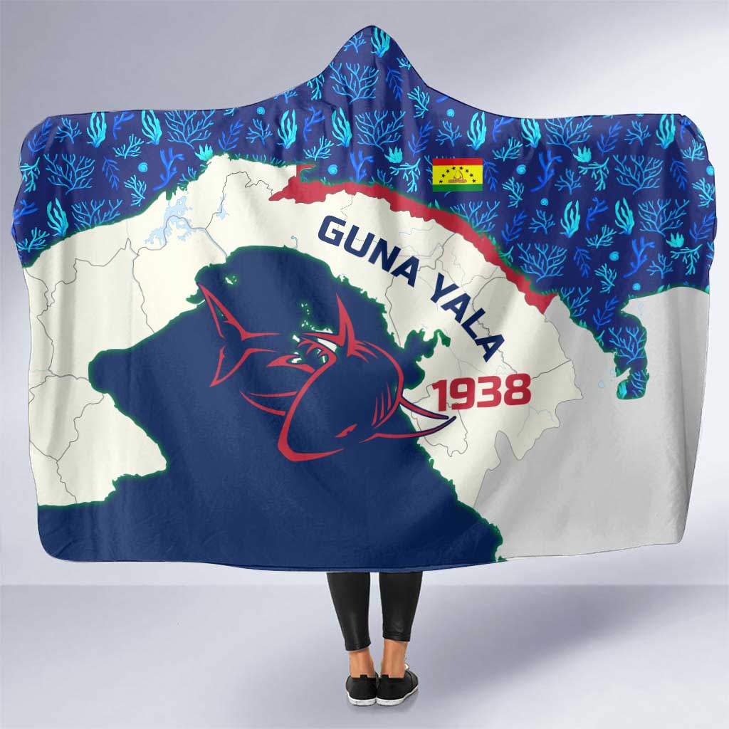 Indigenous Regions of Panama Guna Yala Hooded Blanket with Regional Map Lobster Graphic and Coral Pattern 1938 - Wonder Print Shop