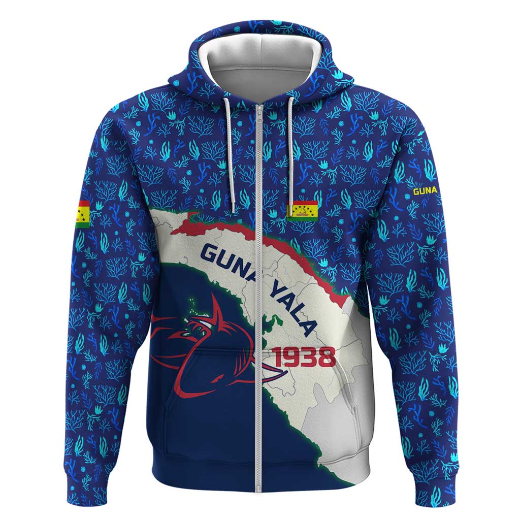 Indigenous Regions of Panama Guna Yala Hoodie with Regional Map Lobster Graphic and Coral Pattern 1938 - Wonder Print Shop