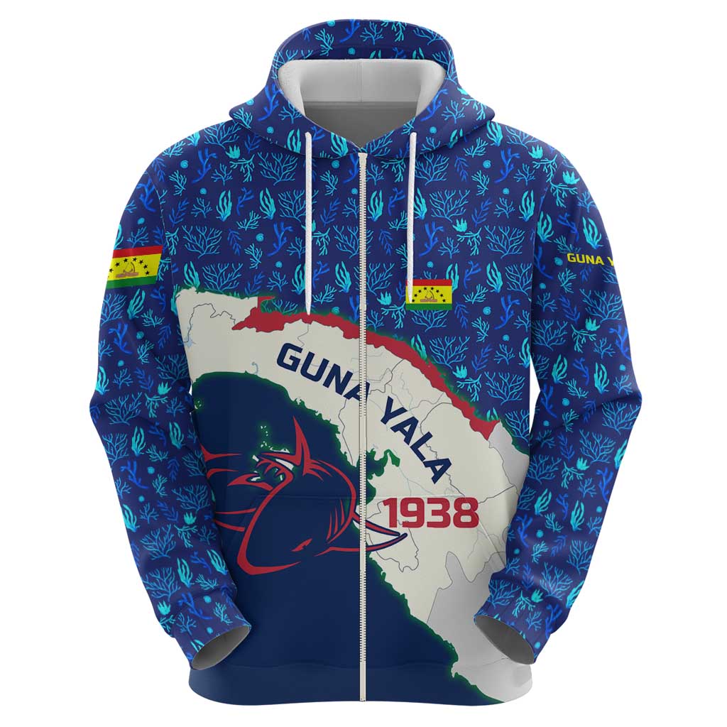 Indigenous Regions of Panama Guna Yala Hoodie with Regional Map Lobster Graphic and Coral Pattern 1938 - Wonder Print Shop