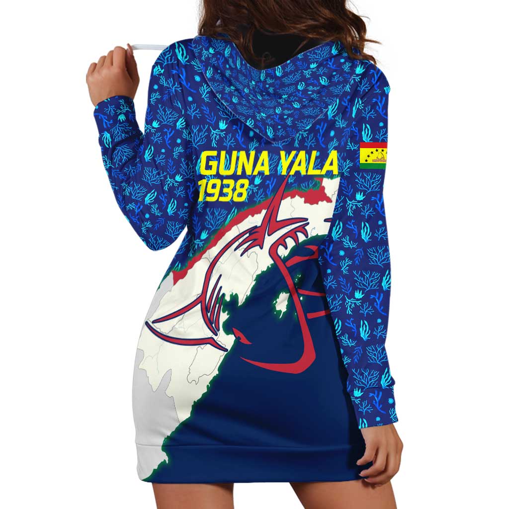 Indigenous Regions of Panama Guna Yala Hoodie Dress with Regional Map Lobster Graphic and Coral Pattern 1938 - Wonder Print Shop