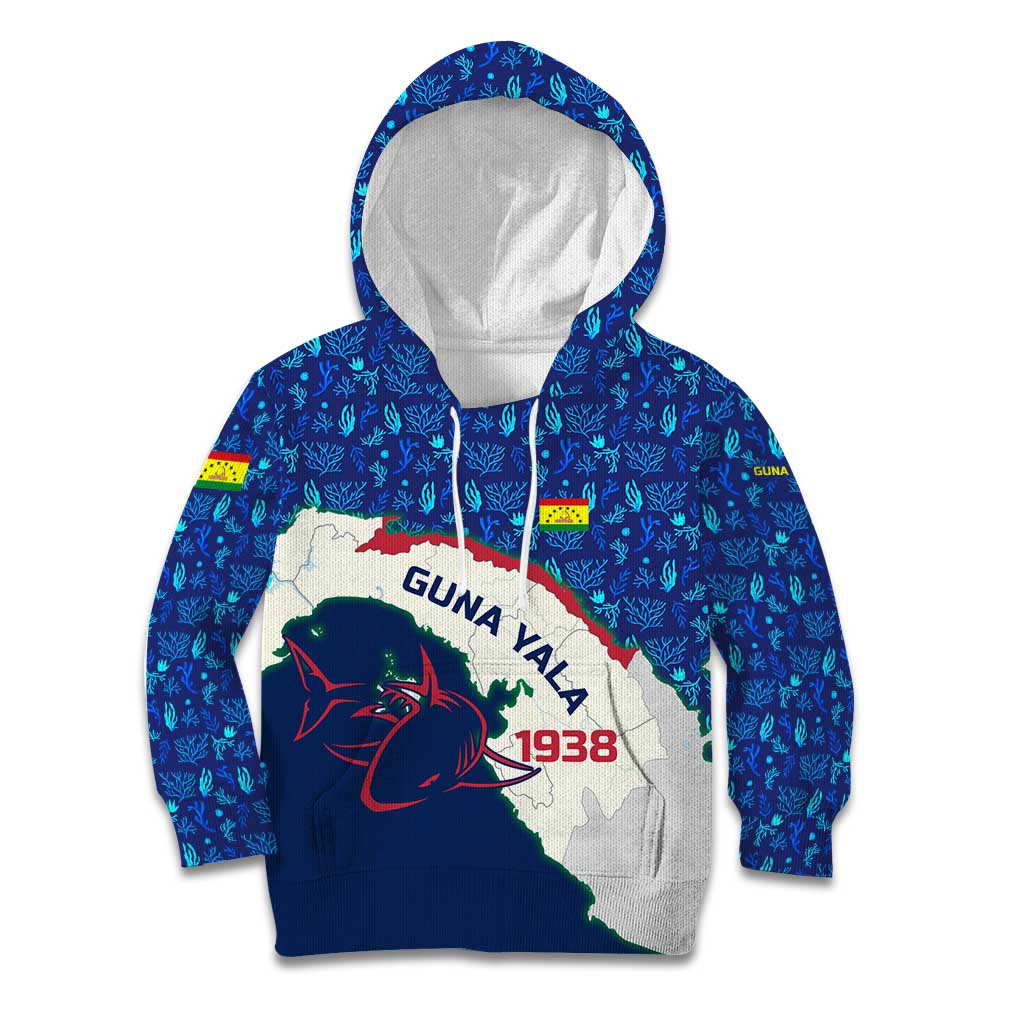 Indigenous Regions of Panama Guna Yala Kid Hoodie with Regional Map Lobster Graphic and Coral Pattern 1938 - Wonder Print Shop