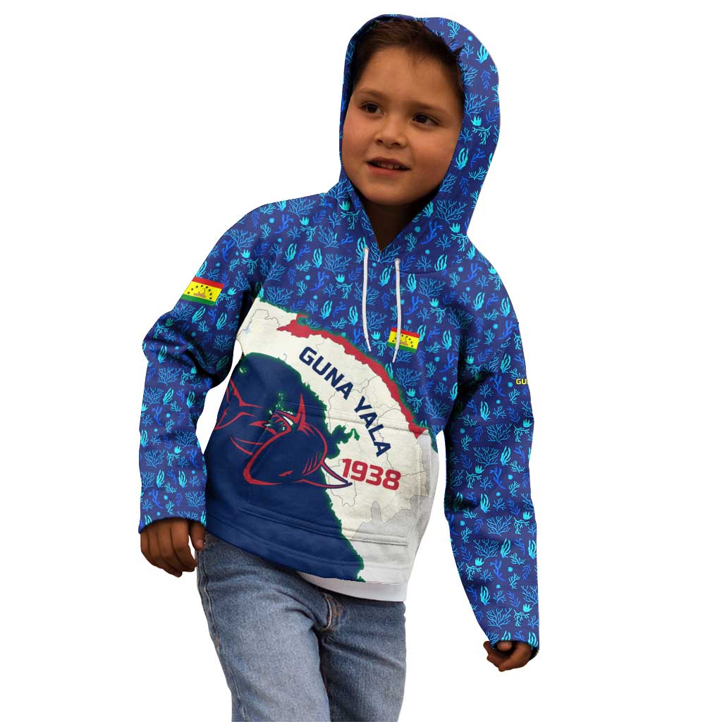 Indigenous Regions of Panama Guna Yala Kid Hoodie with Regional Map Lobster Graphic and Coral Pattern 1938 - Wonder Print Shop