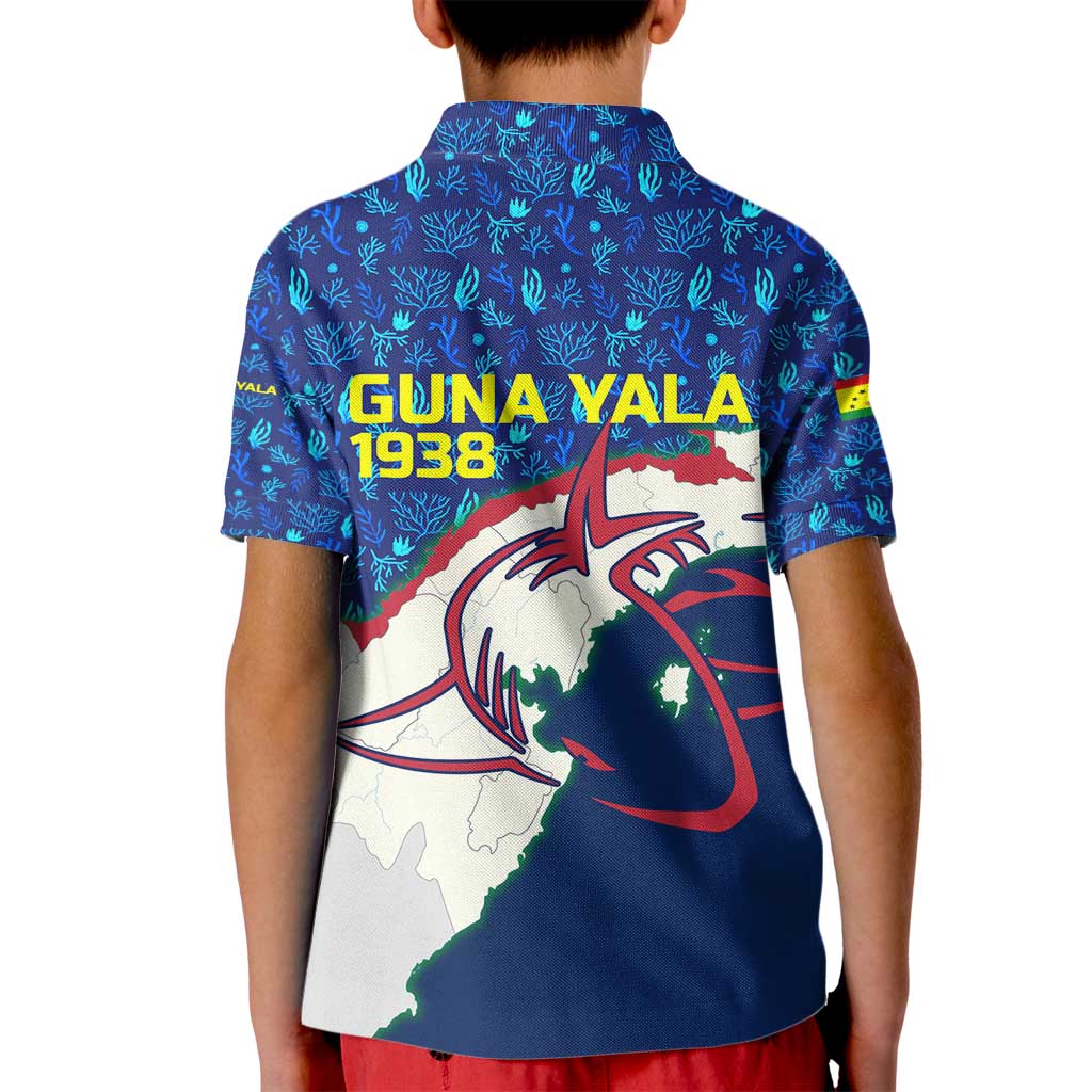 Indigenous Regions of Panama Guna Yala Kid Polo Shirt with Regional Map Lobster Graphic and Coral Pattern 1938 - Wonder Print Shop