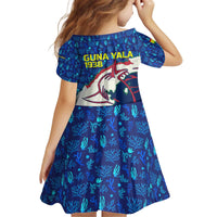 Indigenous Regions of Panama Guna Yala Kid Short Sleeve Dress with Regional Map Lobster Graphic and Coral Pattern 1938 - Wonder Print Shop