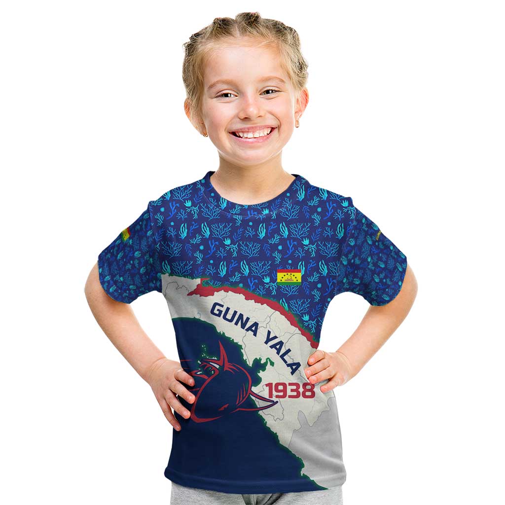 Indigenous Regions of Panama Guna Yala Kid T Shirt with Regional Map Lobster Graphic and Coral Pattern 1938 - Wonder Print Shop