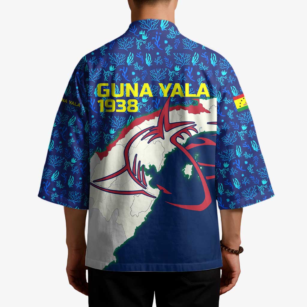 Indigenous Regions of Panama Guna Yala Kimono with Regional Map Lobster Graphic and Coral Pattern 1938 - Wonder Print Shop