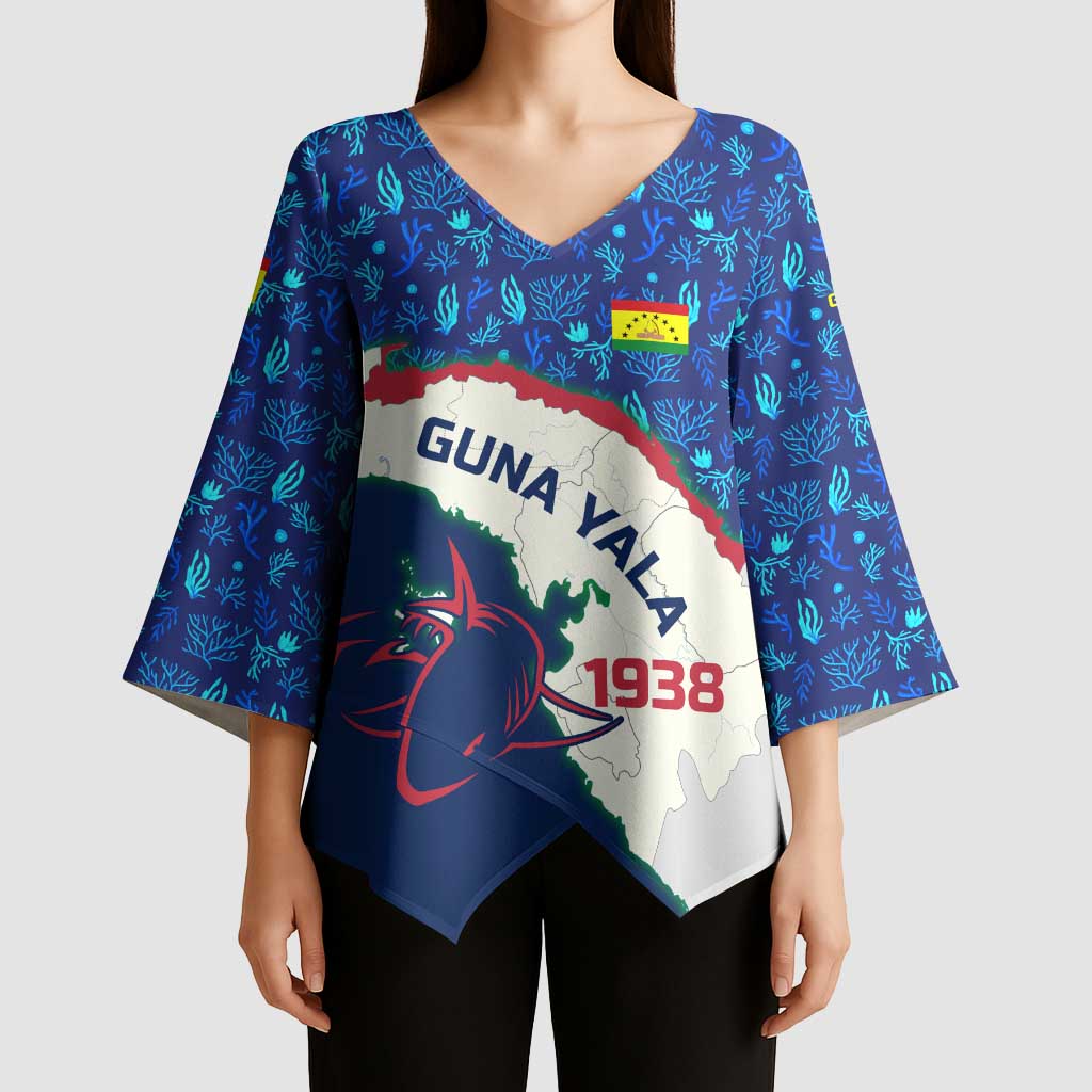Indigenous Regions of Panama Guna Yala Kimono Sleeve Blouse with Regional Map Lobster Graphic and Coral Pattern 1938 - Wonder Print Shop