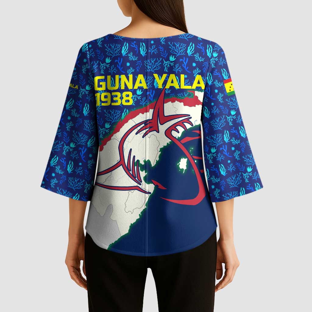 Indigenous Regions of Panama Guna Yala Kimono Sleeve Blouse with Regional Map Lobster Graphic and Coral Pattern 1938 - Wonder Print Shop