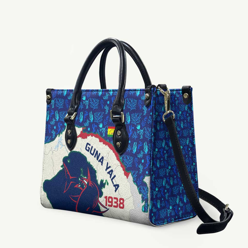 Indigenous Regions of Panama Guna Yala Leather Bag with Regional Map Lobster Graphic and Coral Pattern 1938 - Wonder Print Shop