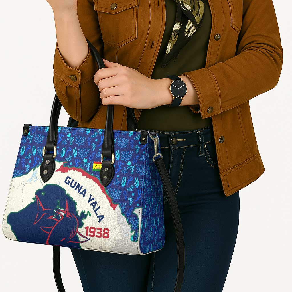 Indigenous Regions of Panama Guna Yala Leather Bag with Regional Map Lobster Graphic and Coral Pattern 1938 - Wonder Print Shop